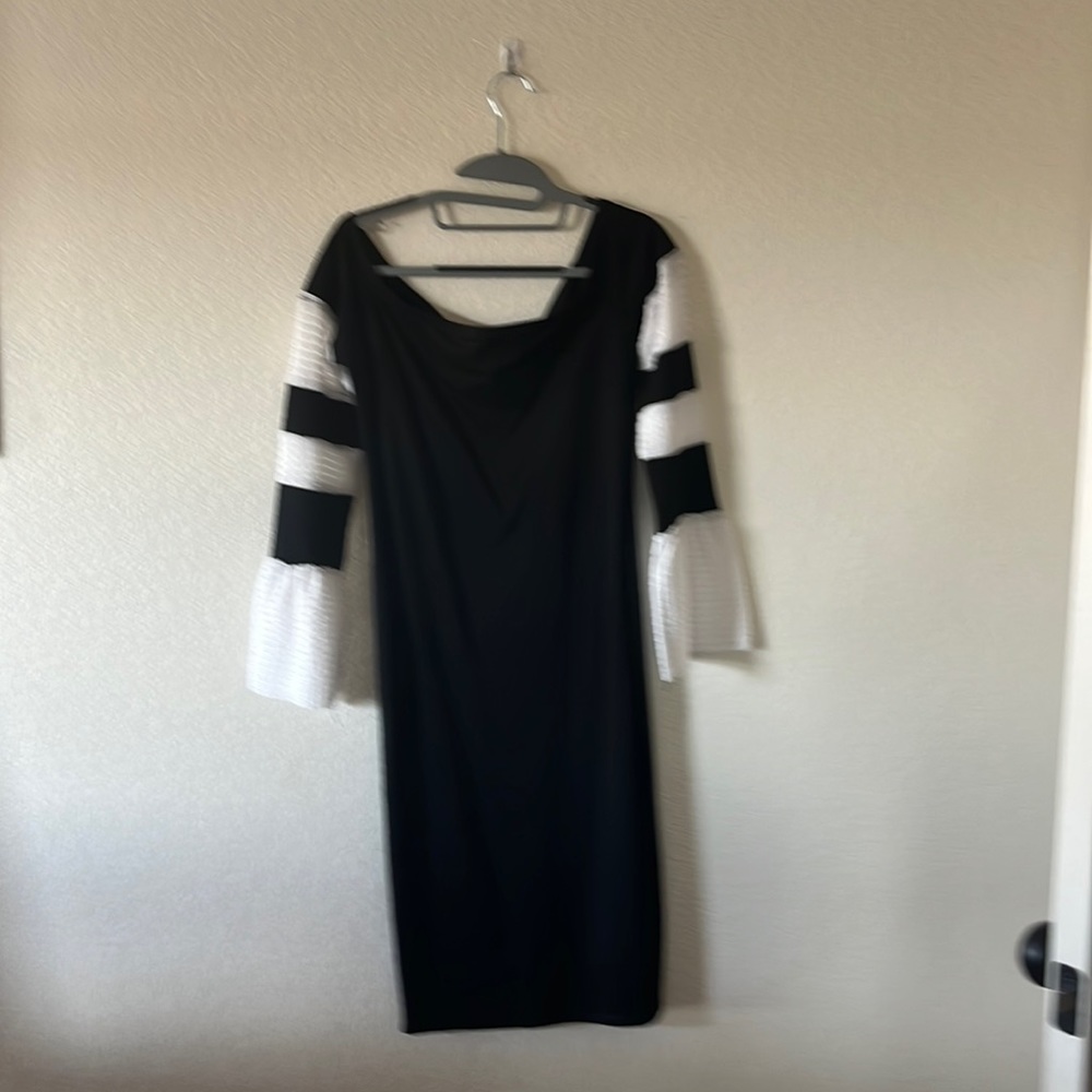 Venus black and white off shoulder dress